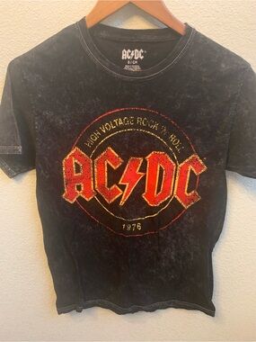 AC/DC Black Tee with Red and Yellow Graphic